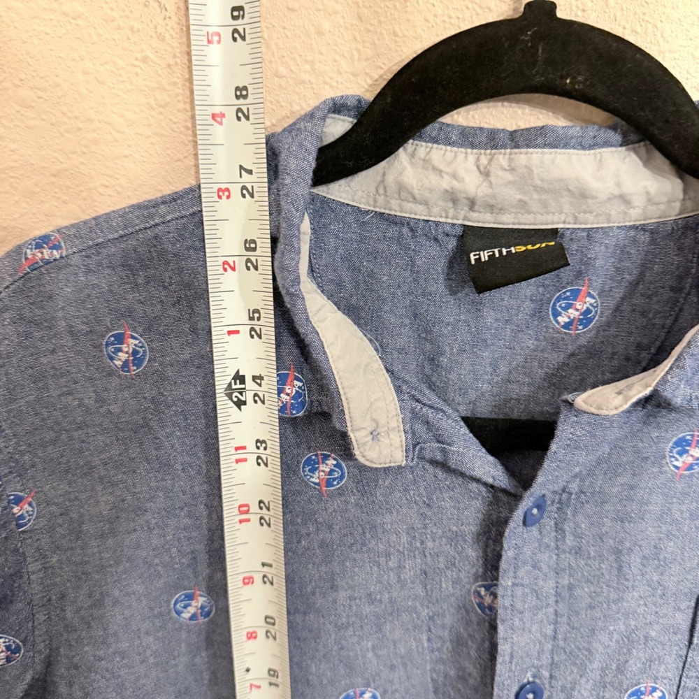 Fifth Sun Mens Blue NASA Logo Print Short Sleeve Button Down Shirt Size M - Picture 6 of 7